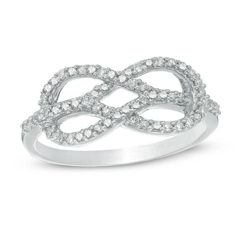 Main Image 1 of 1/4 CT. T.W. Diamond Infinity Knot Ring in 10K White Gold
