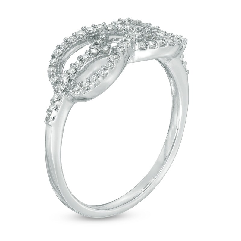 Main Image 2 of 1/4 CT. T.W. Diamond Infinity Knot Ring in 10K White Gold