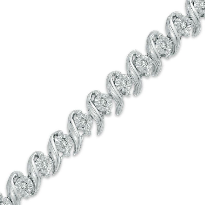 Main Image 1 of 1/4 CT. T.W. Diamond "S" Tennis Bracelet in Sterling Silver