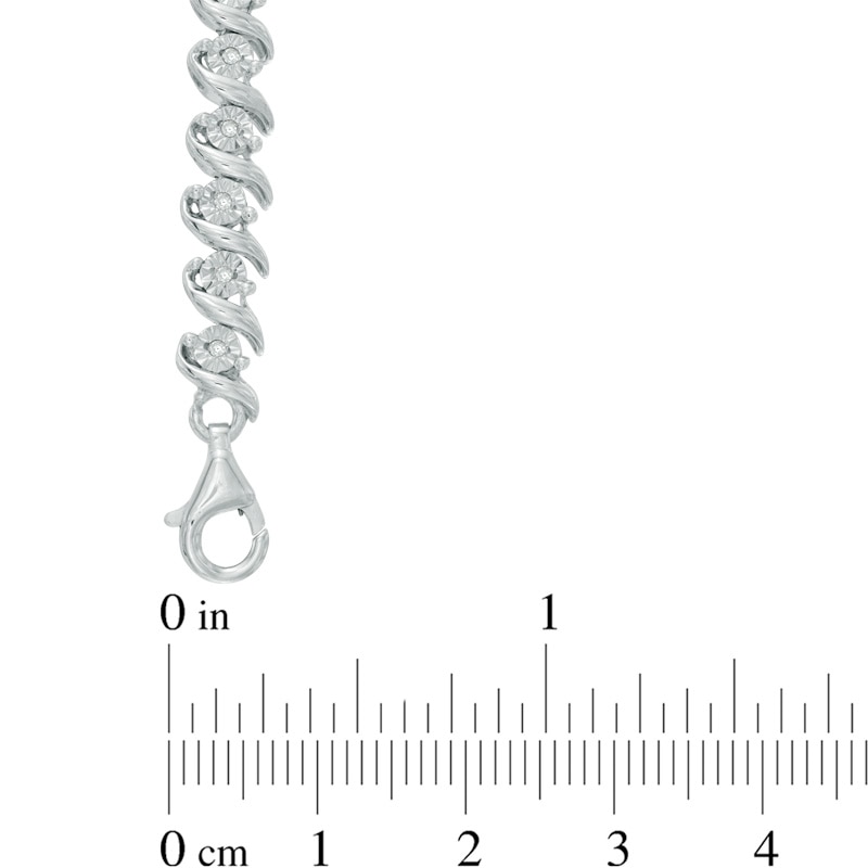 Main Image 2 of 1/4 CT. T.W. Diamond "S" Tennis Bracelet in Sterling Silver