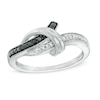 Thumbnail Image 0 of Enhanced Black and White Diamond Accent Loop Ring in Sterling Silver