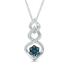 Thumbnail Image 1 of 1/10 CT. T.W. Enhanced Blue and White Diamond Twist Cluster Pendant in Sterling Silver