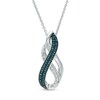 Thumbnail Image 0 of 1/6 CT. T.W. Enhanced Blue and White Diamond Infinity Loop Pendant in Sterling Silver