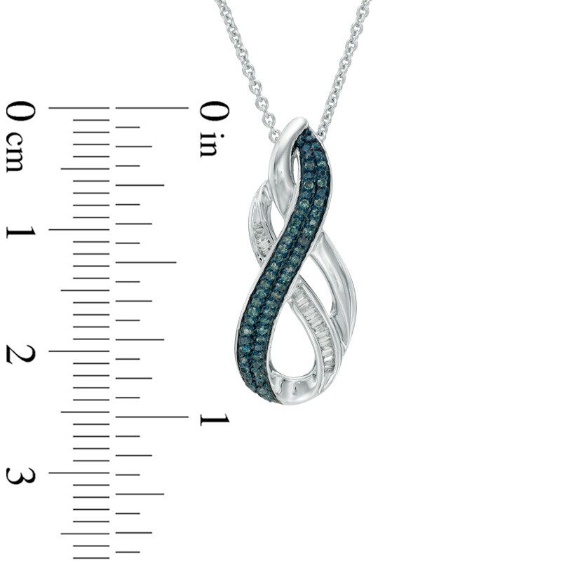 1/6 CT. T.W. Enhanced Blue and White Diamond Infinity Loop Pendant in Sterling Silver
