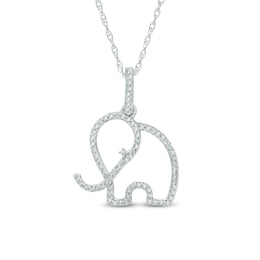 1/8 CT. T.W. Diamond Elephant Pendant in 10K White Gold