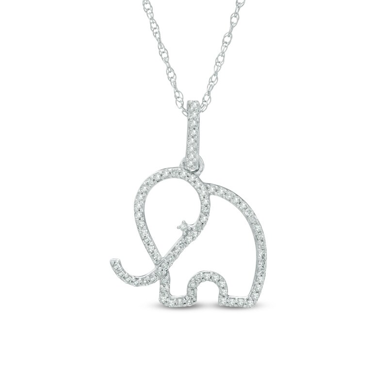 Main Image 1 of 1/8 CT. T.W. Diamond Elephant Pendant in 10K White Gold