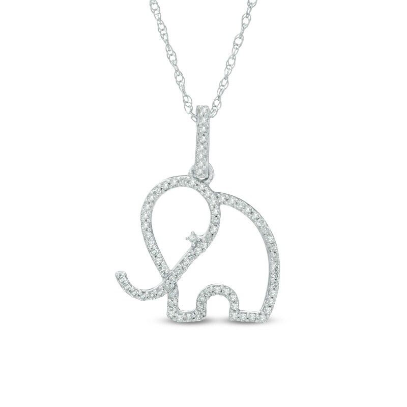 1/8 CT. T.W. Diamond Elephant Pendant in 10K White Gold