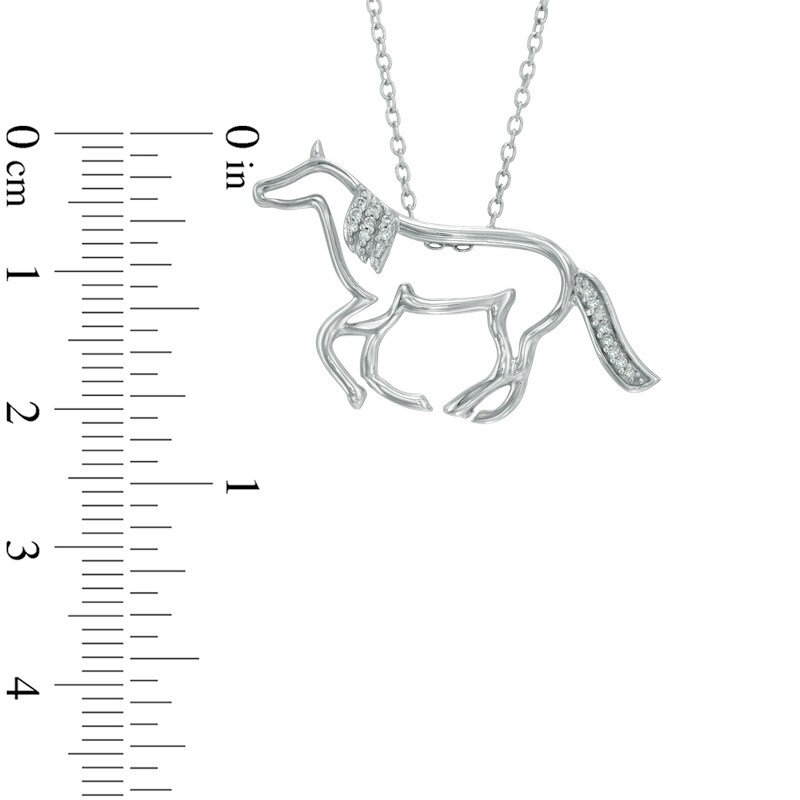 1/20 CT. T.W. Diamond Galloping Horse Outline Pendant in Sterling Silver