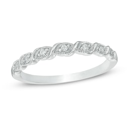 Diamond Accent Vintage-Style Cascading Band in 10K White Gold