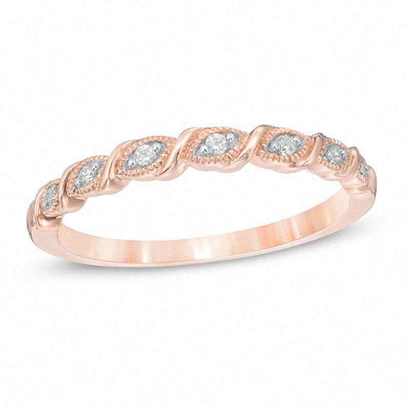 Diamond Accent Vintage-Style Cascading Band in 10K Rose Gold