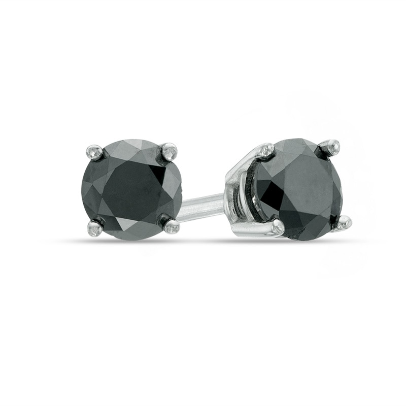 Main Image 1 of 5/8 CT. T.W. Black Diamond Solitaire Stud Earrings in 10K White Gold