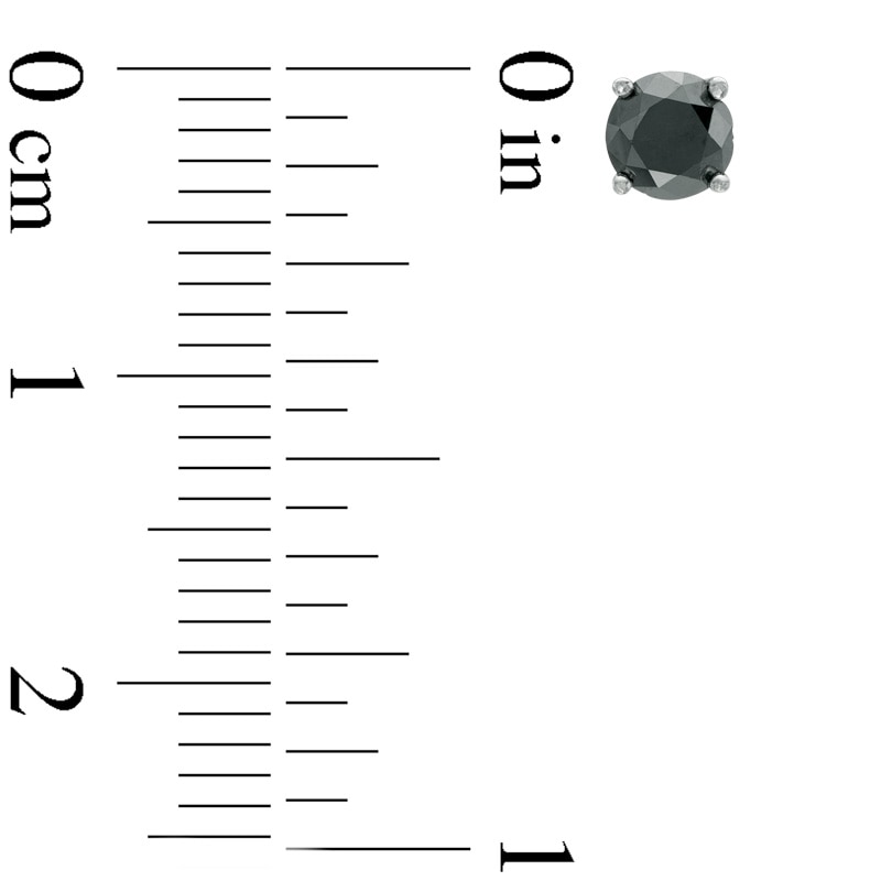 Main Image 2 of 5/8 CT. T.W. Black Diamond Solitaire Stud Earrings in 10K White Gold