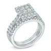 Thumbnail Image 1 of 1-1/2 CT. T.W. Princess-Cut Quad Diamond Frame Three Piece Bridal Set in 14K White Gold