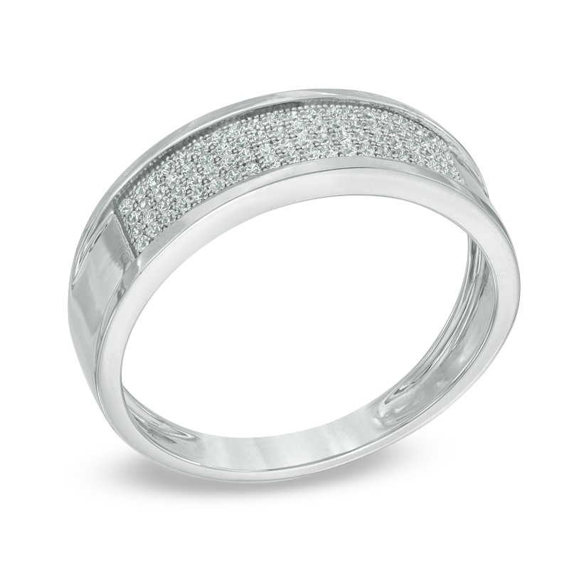 Main Image 2 of Men's 1/4 CT. T.W. Diamond Multi-Row Band in 10K White Gold