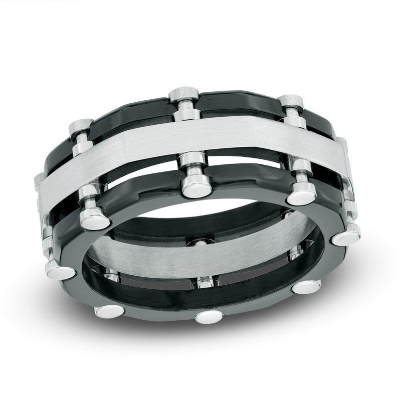 Men's 9.0mm Two-Tone Stainless Steel Comfort Fit Wedding Band - Size 10