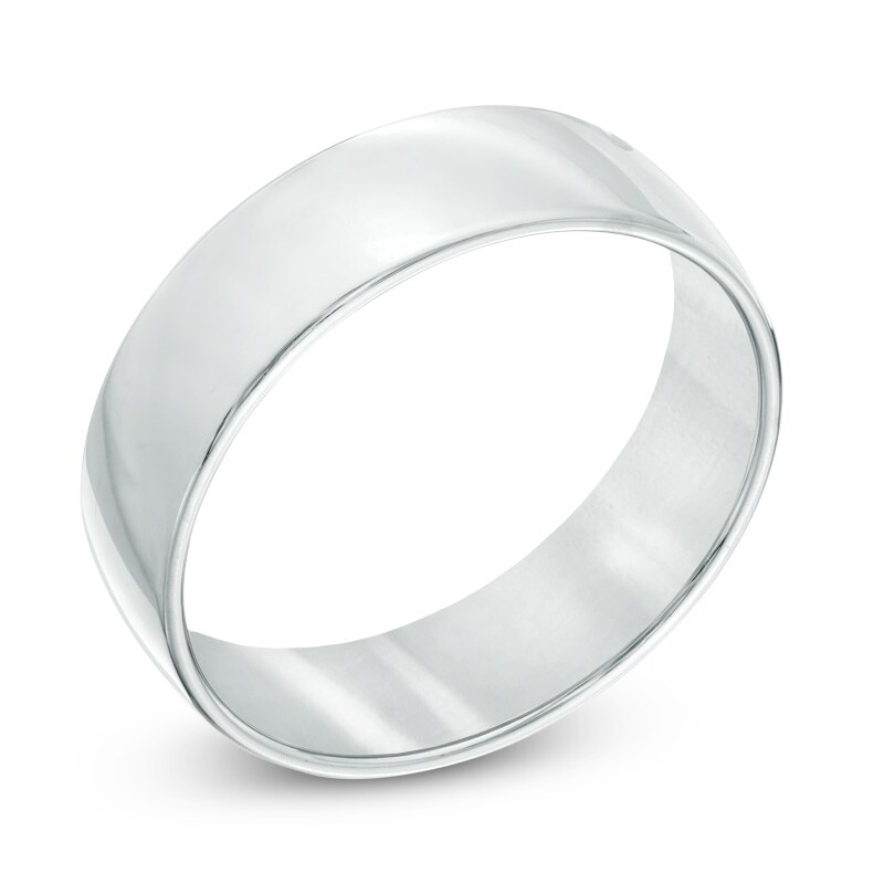 Men's 6.5mm Comfort Fit Wedding Band in 14K White Gold - Size 10