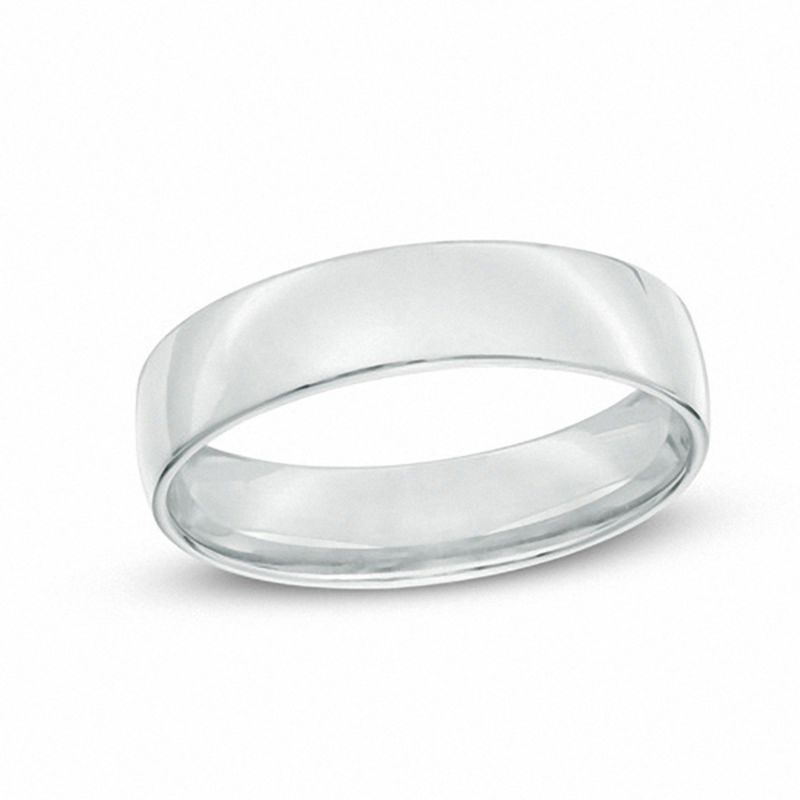 Men's 5.5mm Comfort Fit Wedding Band in 14K White Gold - Size 10