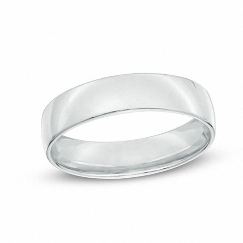 Main Image 1 of Men's 5.5mm Comfort Fit Wedding Band in 14K White Gold - Size 10