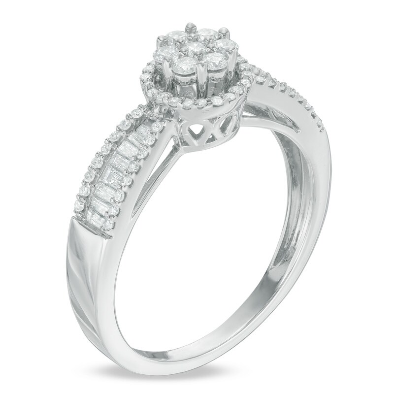 Main Image 2 of 1/2 CT. T.W. Composite Diamond Frame Ring in 10K White Gold