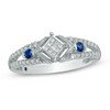 Thumbnail Image 0 of Cherished Promise Collection™ 1/4 CT. T.W. Princess-Cut Diamond and Blue Sapphire Promise Ring in 10K White Gold