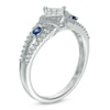 Thumbnail Image 1 of Cherished Promise Collection™ 1/4 CT. T.W. Princess-Cut Diamond and Blue Sapphire Promise Ring in 10K White Gold