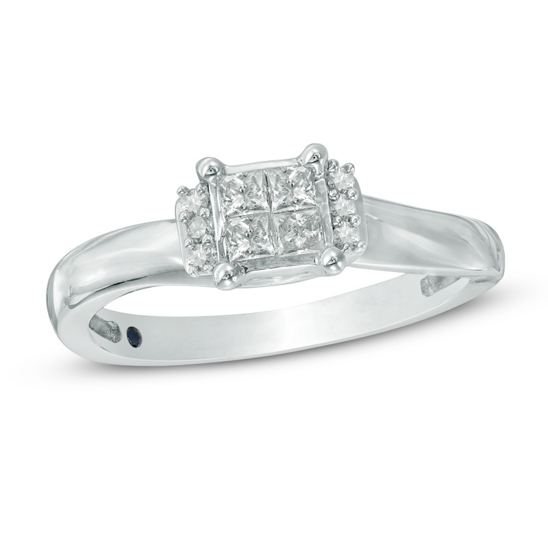 Cherished Promise Collection™ 1/5 CT. T.W. Quad Princess-Cut Diamond Promise Ring in 10K White Gold