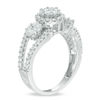 1 CT. T.W. Composite Diamond Three Stone Frame Engagement Ring in 10K White Gold
