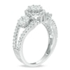 Thumbnail Image 1 of 1 CT. T.W. Multi-Diamond Three Stone Frame Engagement Ring in 10K White Gold