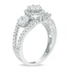 Thumbnail Image 2 of 1 CT. T.W. Multi-Diamond Three Stone Frame Engagement Ring in 10K White Gold