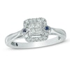Thumbnail Image 0 of Cherished Promise Collection™ 1/4 CT. T.W. Princess-Cut Diamond and Blue Sapphire Promise Ring in 10K White Gold