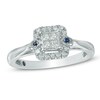 Thumbnail Image 0 of Cherished Promise Collection™ 1/4 CT. T.W. Princess-Cut Diamond and Blue Sapphire Promise Ring in 10K White Gold