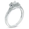 Thumbnail Image 1 of Cherished Promise Collection™ 1/4 CT. T.W. Princess-Cut Diamond and Blue Sapphire Promise Ring in 10K White Gold