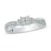 Thumbnail Image 0 of Cherished Promise Collection™ 1/5 CT. T.W. Quad Princess-Cut Diamond Crossover Promise Ring in 10K White Gold