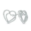 Thumbnail Image 0 of 1/10 CT. T.W. Diamond Double Tilted Heart Stud Earrings in Sterling Silver