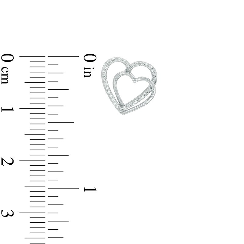 1/10 CT. T.W. Diamond Double Tilted Heart Stud Earrings in Sterling Silver
