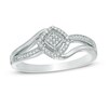 Thumbnail Image 0 of 1/10 CT. T.W. Diamond Cluster Square Frame Bypass Ring in Sterling Silver