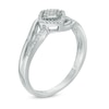 Thumbnail Image 1 of 1/10 CT. T.W. Diamond Cluster Square Frame Bypass Ring in Sterling Silver