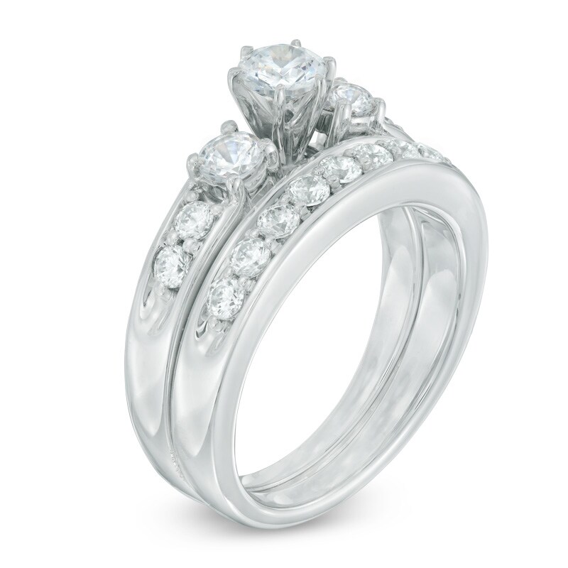 1-1/3 CT. T.W. Diamond Past Present Future® Bridal Set in 14K White Gold