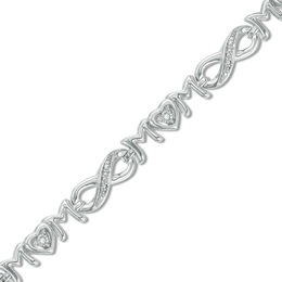 Diamond Accent Alternating &quot;MOM&quot; Infinity Link Bracelet in Sterling Silver - 7.5&quot;