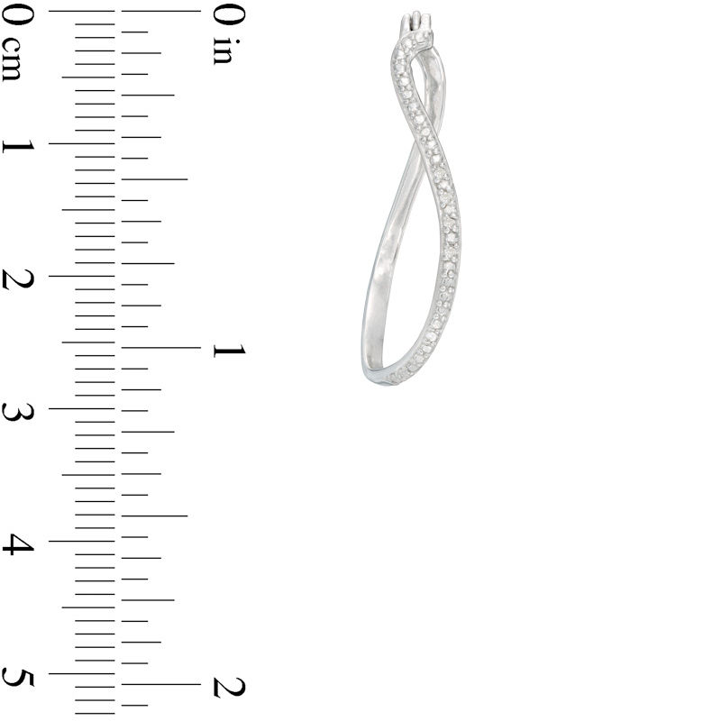 Diamond Accent Curved Hoop Earrings in Sterling Silver