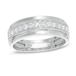 1/2 CT. T.W. Diamond Milgrain Wedding Band in 10K White Gold