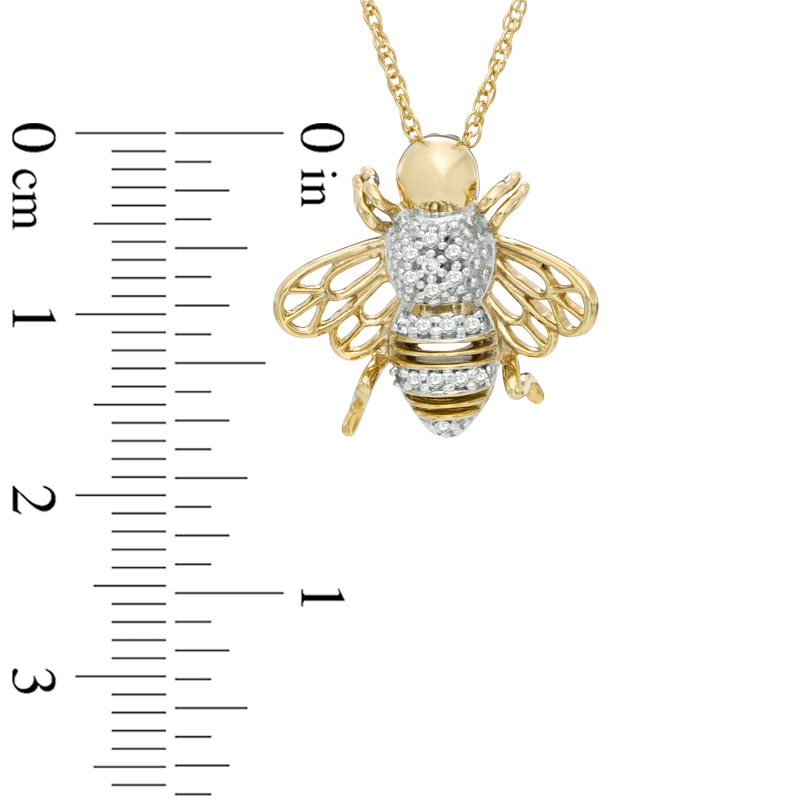 1/10 CT. T.W. Diamond Bumblebee Pendant in 10K Gold