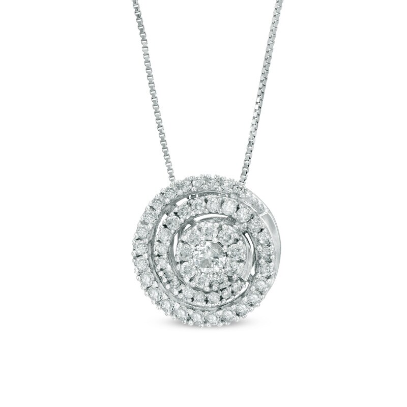 Main Image 1 of 1/2 CT. T.W. Diamond Swirl Pendant in 14K White Gold