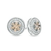 Thumbnail Image 1 of 5/8 CT. T.W. Champagne and White Diamond Cluster Frame Stud Earrings in 14K White Gold