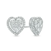 Thumbnail Image 1 of 1/2 CT. T.W. Diamond Heart Cluster Stud Earrings in 10K White Gold