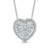 Thumbnail Image 0 of 1/2 CT. T.W. Diamond Heart Cluster Frame Pendant in 10K White Gold