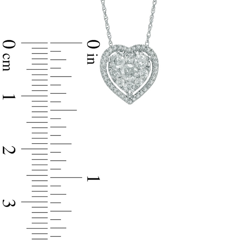 1/2 CT. T.W. Diamond Heart Cluster Frame Pendant in 10K White Gold