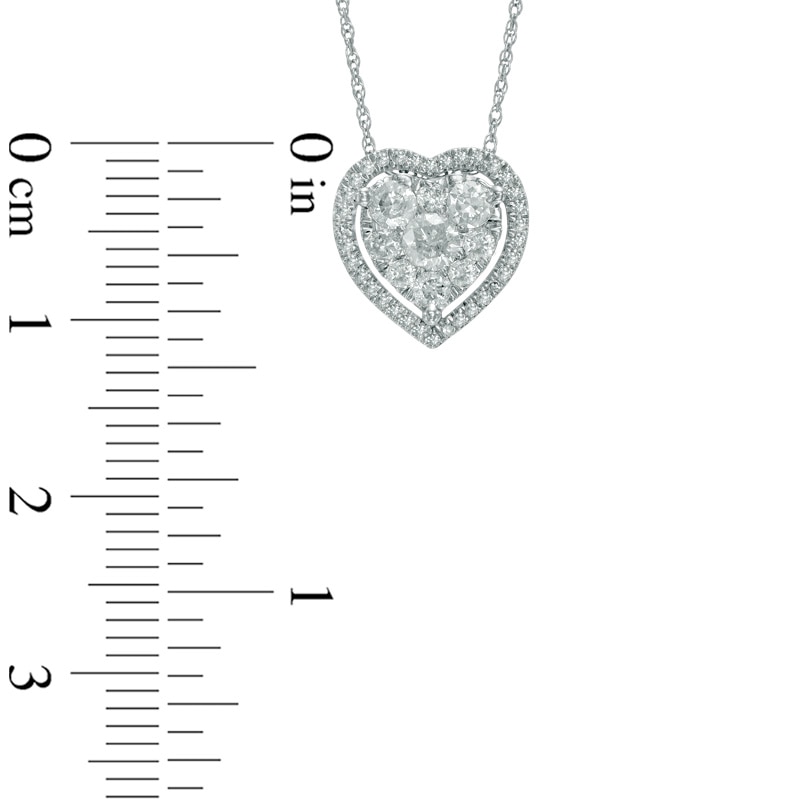 Main Image 2 of 1/2 CT. T.W. Diamond Heart Cluster Frame Pendant in 10K White Gold