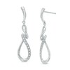Thumbnail Image 1 of 1/10 CT. T.W. Diamond Twist Teardrop Earrings in 10K White Gold