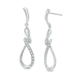 1/10 CT. T.W. Diamond Twist Teardrop Earrings in 10K White Gold